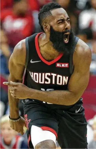  ?? Godofredo A. Vasquez / Staff photograph­er ?? James Harden is excited to be part of an offense that had 115 points against the Pacers after the team struggled in the last two games with what coach Mike D’Antoni called an anemic offense.