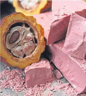  ??  ?? The pink chocolate has been created by Swiss giant Barry Callebaut.