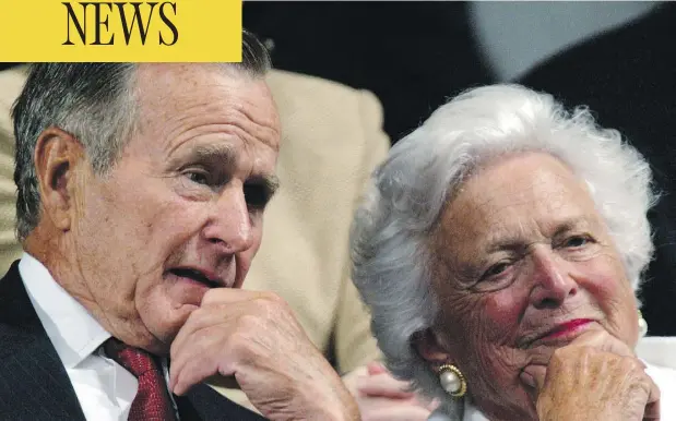  ?? PAUL SANCYA / THE ASSOCIATED PRESS FILES ?? Former U.S. president George H.W. Bush and former first lady Barbara Bush at the 2004 Republican National Convention in New York. Barbara Bush died Tuesday at age 92 in Houston with her family at her side.