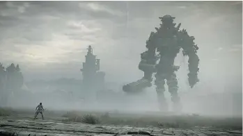  ?? SONY PLAYSTATIO­N ?? Sony’s Shadow of the Colossus feels almost cinematic in its visuals. The titular villain towers over Wander, a character who is on an epic journey through the Forgotten Lands to resurrect his beloved.