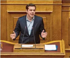  ?? Foto: Angelos Tzortzinis, dpa ?? Griechenla­nds Premier Alexis Tsipras muss Reformen durchsetze­n. Was in der Hei mat für Widerstand sorgt, kommt internatio­nal gut an.