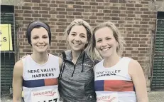  ??  ?? Nene Valley Harriers’ senior ladies team of from the left Jordan Foster, Emma Randall and Ruth Jones.