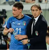  ?? (Afp) ?? Team Andrea Belotti, 24 anni, e Roberto Mancini, 53