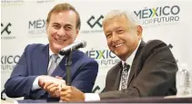  ??  ?? MEXICO’s President-elect Andres Manuel Lopez Obrador and Juan Pablo Castañon, president of the Business Coordinati­ng Council (CCE), shake hands during a news conference in Mexico City, Mexico in this July 4 photo.