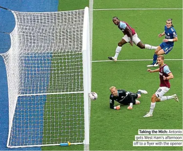  ?? PICTURE: PA ?? Taking the Mich: Antonio gets West Ham’s afternoon off to a flyer with the opener