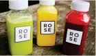  ??  ?? Health kick: a trio of nutritious juices from Rosemary’s range