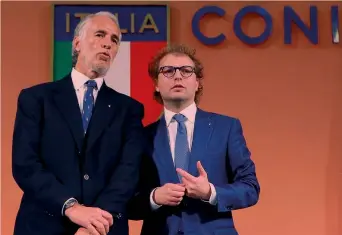  ?? ANSA ?? Da sinistra Giovanni Malagò, 58 anni, presidente Coni, e Luca Lotti, 35, ministro dello Sport