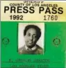  ?? Los Angeles County Sheriff ?? TIMES reporter Greg Braxton’s press pass from 1992, above, from when he covered the L. A. riots. Though the paper earned a Pulitzer for its coverage, after the unrest ended Braxton was sent back to a suburban bureau.