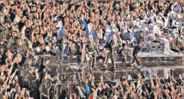  ?? AP ?? New Zealand band Six60 perform in front of 50,000 people at Eden Park in Auckland. Saturday’s event was billed as the biggest live act in the world since the coronaviru­s pandemic struck.