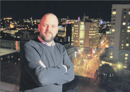  ?? PICTURE: TONY JOHNSON ?? EXCITING TIMES AHEAD: Craig Burrow, director of Bruntwood Leeds, on the roof terrace at Platform on its opening night.