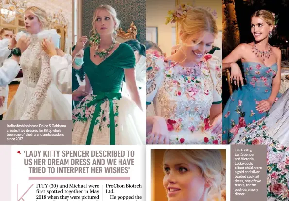 All the details of Lady Kitty Spencer's five wedding dresses