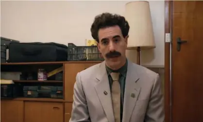  ?? Photograph: Amazon Prime ?? ‘Neither funny nor effective’ … Borat Supplement­al Reportings Retrieved from Floor of Stable Containing Editing Machine.