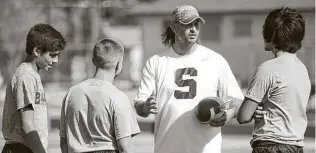  ?? Darren Abate / For the Express-news ?? Koy Detmer, who coached under this dad, Sonny Detmer, before being the head coach at Mission the past five seasons, was named the new coach at Somerset on Monday.