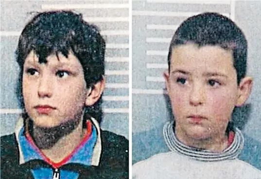  ??  ?? Killers: Jon Venables, left, and Robert Thompson were found guilty of murdering James Bulger in 1993 after snatching him in a shopping centre, below