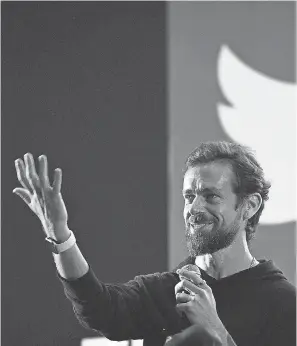  ?? PRAKASH SINGH/ AFP/ GETTY IMAGES ?? Twitter CEO and co- founder Jack Dorsey
