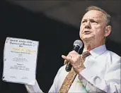  ?? NATHAN MORGAN/FOR THE WASHINGTON POST ?? Some GOP senators have called on Roy Moore to withdraw if allegation­s of sexual misconduct are true.