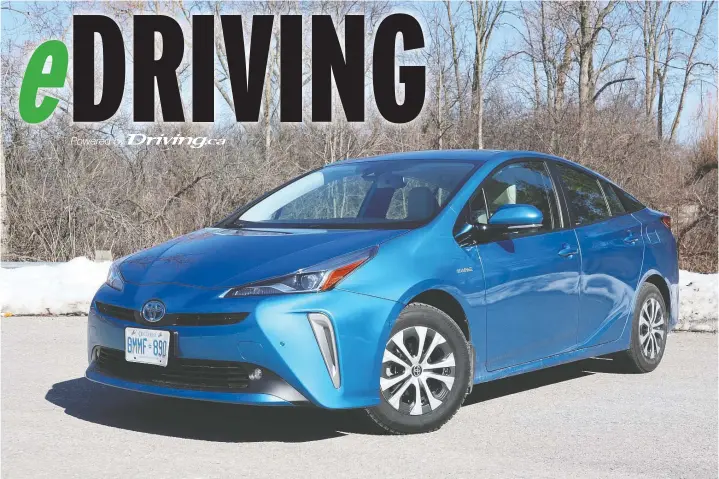  ?? BRIAN HARPER/DRIVING.CA ?? 2020 Toyota Prius Technology AWD-e has very sharp turning circle, making it easy to spin around in tight quarters.