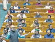 ?? ANI ?? Union home minister Amit Shah speaks in the Lok Sabha during the Budget Session of the Parliament on Saturday.