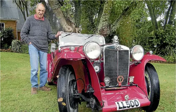  ??  ?? Veteran and Vintage Car Club (Waikato) member Vince Gabelich with his 1935 MG.