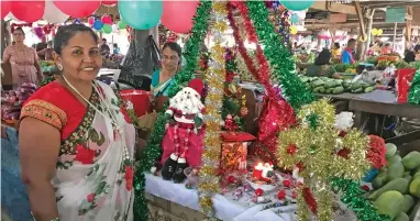  ?? Photo: Shratika Naidu ?? Karuna Devi, winner of Best Decorated Stall in Labasa market on December 22, 2022.