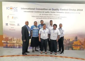  ??  ?? Fiji was represente­d by by Future Farms - Team Kakushin – at the 2018 Internatio­nal Convention on Quality Control Circles (ICQCC)/IETEX conference in Singapore in October.