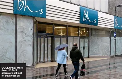  ??  ?? COLLAPSE: More than 100 BHS stores are still not let out a year on