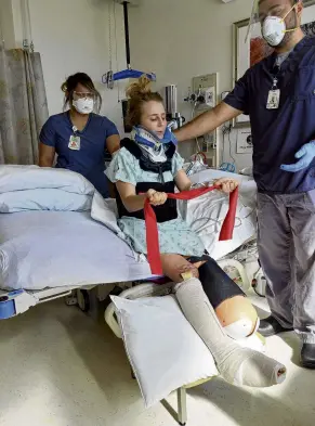  ?? PHOTO: SUPPLIED ?? Upright . . . Anna Parsons is recovering in hospital in the United States after a rock climbing accident that left her hospitalis­ed with broken bones and internal injuries. Her left foot was so badly damaged it had to be amputated.