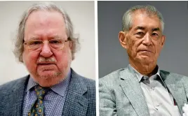  ?? Foto: tt-AP ?? Nobelprise­t i fysiologi eller medicin tilldelas James P Allison, USA, och Tasuku Honjo, Japan, för deras framsteg i behandling av cancer som presentera­des vid Karolinska institutet i går.