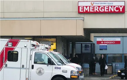  ?? — WARD PERRIN/PNG ?? Doctors at New Westminste­r’s Royal Columbian Hospital say police escorting patients to the ER have on occasions recorded conversati­ons between those patients and their doctor.