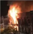  ??  ?? Flames rise from an apartment building fire on the Upper East Side in New York on Thursday.