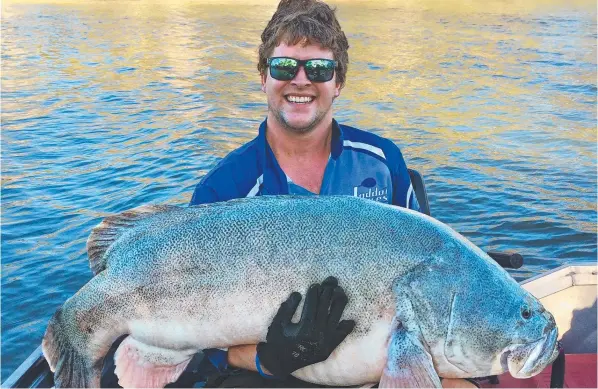  ?? Picture: JASON ROGERS ?? COD BE PRAISED: Sam Donaldson with the 132cm cod he caught from the Murray River near Mildura last week.