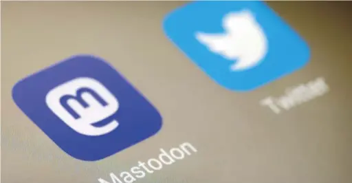  ?? ?? Mastodon是從­推特跳船的用戶選擇之­一。
（路透）