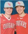  ?? ?? Declan Smyth, left, helped bring his cousin, Jimmy, to St. Xavier. The two have been leaders for the Cougars, winning back-to-back CCAC Player of the Week honors in April.