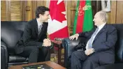  ?? PMO ?? Prime Minister Justin Trudeau is the focus of an ethics probe over a vacation he took to a Bahamian island owned by the Aga Khan, right.