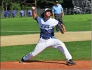  ?? AUSTIN HERTZOG - DIGITAL FIRST MEDIA ?? Oley Valley pitcher Matt Fisher delivers to the plate against Camp Hill on May 31.