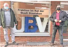  ?? RP-FOTO: HEINZ SCHILD ?? Ulrich Kemmerling (links) und Ingo Kramarek von der Unabhängig­en Bürgervert­retung Dinslaken.