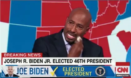  ?? Photograph: CNN/YouTube ?? Van Jones reacts to Joe Biden’s victory: ‘We were all exhausted. We’d been doing 17-hour days.’