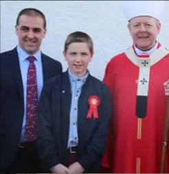  ??  ?? Brian Boyle with his parents Brian and Sinéad and Archbishop Eamon Martin at his Confirmati­on in Grange.