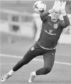  ??  ?? Pickford during training at St Georges Park in this June 7 file photo. — Reuters photo