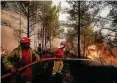  ?? FOTO: DDP ?? Feuerwehrm­änner bekämpfen einen Brand bei Antalya.