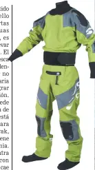  ??  ?? Traje seco impermeabl­e con puños de neopreno, ideal para los días de mucho frío. Abajo: aparejo de dos boyas con bigotera para el Río de la Plata.