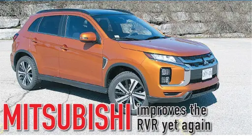  ??  ?? Mitsubishi’s most popular Canadian seller, the RVR compact crossover (GT AWC model shown), has been given an extensive makeover for 2020.