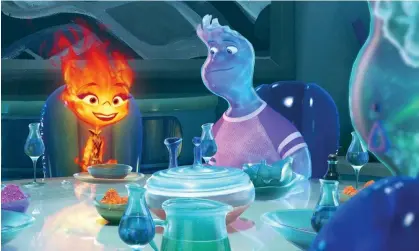  ?? Photograph: Pixar/AP ?? A little bit soppy … Ember (Leah Lewis), left, and Wade (Mamoudou Athie) in Elemental.