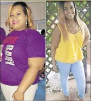  ?? CONTRIBUTE­D ?? BEFORE AFTER Brittany Shy weighed 225 pounds when the photo on the left was taken in May 2016. A year later, right, she weighed 160 pounds.