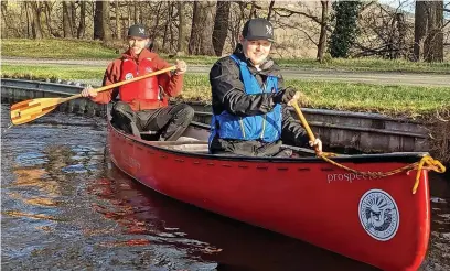  ?? ?? George Bentham (front) and brother Tom training for their epic canoe trip