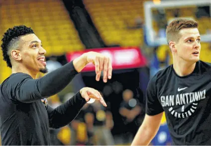  ?? Santiago Mejia / San Francisco Chronicle ?? Spurs guard Danny Green (left) says he’s continuing to recover from injuries this past season. He recently received a PRP (platelet-rich plasma) shot in his left groin. The shot is designed to promote healing of injuries such as muscle tears.