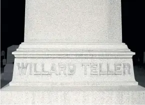  ?? Special to The Denver Post Rachel Woolf, The Denver Post archive ?? Above: The grave of Willard Teller at Fairmount. Teller was a Denver lawyer who was appointed secretary of the interior by President Chester Arthur in 1882.
Left: Elizabeth “Baby Doe” Tabor.