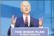  ?? AP PHOTO/ANDREW HARNIK ?? Democratic presidenti­al candidate former Vice President Joe Biden speaks about coronaviru­s at The Queen theater Friday in Wilmington, Del.