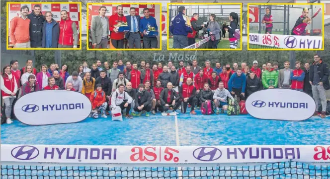  ??  ?? UNA GRAN JORNADA EN FAMILIA. Todas las personas que hicieron posible el primer Torneo de Pádel As-Hyundai en el Club La Masó de Madrid, una instalació­n “de calidad”.