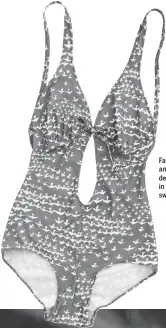  ??  ?? Fancy patterns and interestin­g details are popular in pool-ready swimwear.